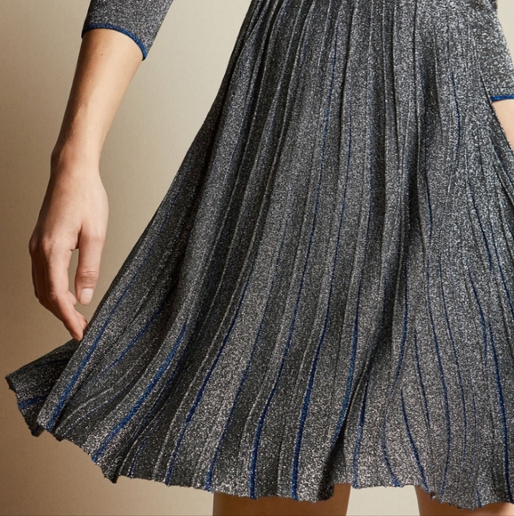 🍒NWT🍒 TED BAKER METALLIC GUNMETAL DRESS - Picture 4 of 7
